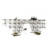 Metal Wall Sculpture with Train by C. Jere