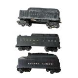 Lionel Lines Model Train Tenders, Set of 3