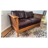Stickley Mission Leather Cushion Loveseat