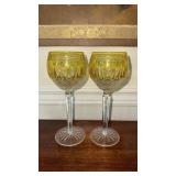 Waterford Yellow Cut to Clear Stemmed