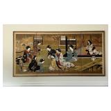 Colorful Four Panel Asian Wall Screen