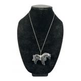 Carved Horse Pendant with Sterling Chain