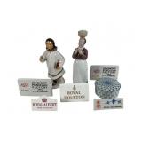 Porcelain Figurines and Trinket Bowl Trio