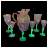 Depression Watermelon Uranium Glass Set