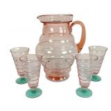 5 Piece Pink Depression Beehive Lemonade Set