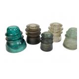 5 Glass Insulators, Mixed Makers