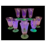 9 Watermelon Glass Footed Tumblers