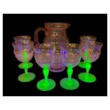 Pink Depression w/Uranium Lemonade Pitcher Set