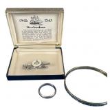 Sterling Cancun Bangle, Masonic Tie Clip, 14k