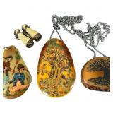 Hand Etched Natural Pendants & Binoculars