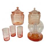 Pink Depression Glass Mixed Styles Set