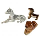 Lomonosov Porcelain Great Dane & 2 Figurines