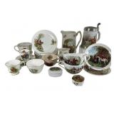 Hunting Scene Porcelain Tableware Lot