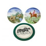 Pair Fox Hunting Plates and Nautilus Plate