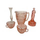Jeannette Glass Pink Pitcher Set and Novo Art