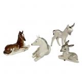 Lomonosov Ceramic Horses and Donkeys Set