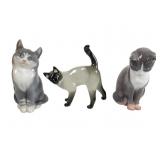 Three Porcelain Cat Figurines: Denmark & USSR