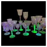 17 Watermelon Pink Green Wine Glasses