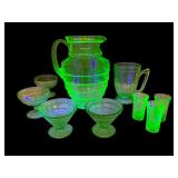 Depression Era Uranium Glass Drinkware Group