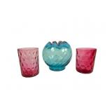 Jefferson Glass Blue Opalescent Rose Bowl, Tumbler