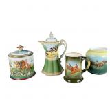 Porcelain Hunt Scene Set: Nippon, Limoges