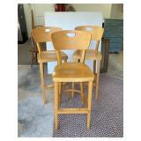 Three Wooden Bar Chairs
