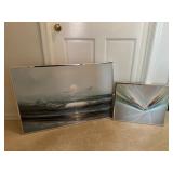 Two Framed Paintings: Seascape and Modernist