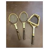Three Vintage Tennis Rackets