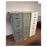Three File Cabinets, Metal and Wood