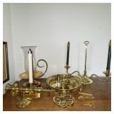 Large Brass Group with Baldwin Candelabra
