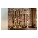 Four Pairs Baldwin Brass Candlesticks