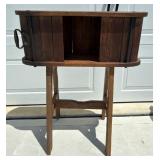 Vintage Wood Firkin Style Sewing Basket Table
