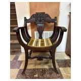 Antique Mahogany Armchair with Carved Back