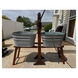 Primitive Ringer Washer with Galvanized Basins
