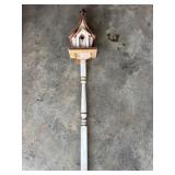 Wooden Birdhouse on Post, 54.5 Inches Tall