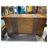 Carved Asian Style Storage Chest with Tray
