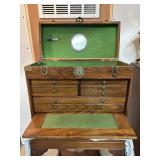 Antique Wooden Toolbox with Drawers