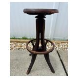 Antique Wooden Swivel Stool with Foot Rest