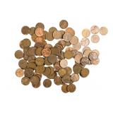106 Circulated Copper Pennies: Wheat & Lincol