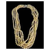Multi Strand Pearl 14k Necklace, 16 Inches