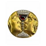 Henryk Kaston 18K Gold Tristan & Isolde Brooch