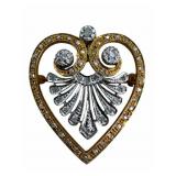 10k 2 Tone Dual Diamond Heart Pendant