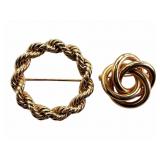 Two 14k Gold Brooches