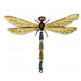 14k Mixed Gemstone Dragonfly Pendant Brooch