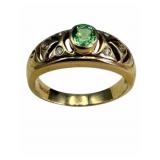 14k Peridot & Diamond Accented Ring