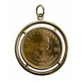 1982 1/4 oz 22k Krugerrand in 14k Pendant