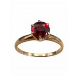 10k Garnet Ring with 6.5mm Round Garnet