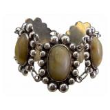 Vintage Mexican Sterling & Green Calcite Bracelet