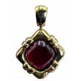 14k Gold Garnet Cabochon Pendant