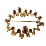 Heavy 14k Gold Unique Form Brooch